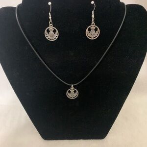 Silver Pendant Necklace and Earring Set